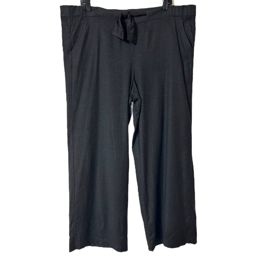 St. John Dark Gray Wide-Leg Pants With Tie Waist - Women's‎ Size Large
